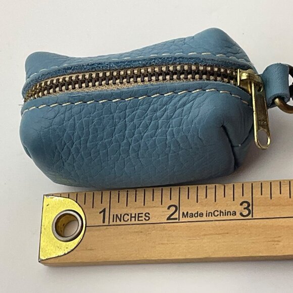 Portland Leather G Dopp Light Blue Leather Mini Keychain Pouch Bag Charm - Picture 6 of 9